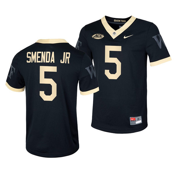 Mens Wake Forest Demon Deacons #5 Ryan Smenda Jr. Nike Black College Football Game Jersey