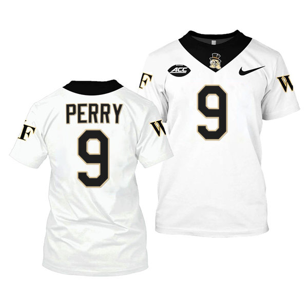 Mens Wake Forest Demon Deacons #9 A.T. Perry College Football Game Jersey Nike White