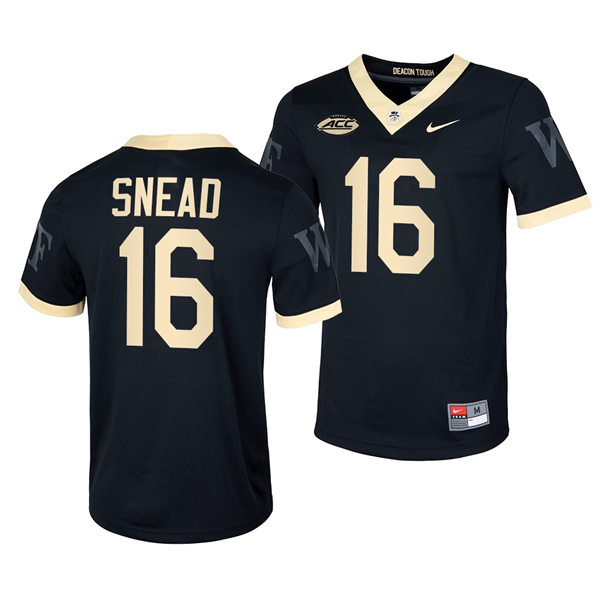 Mens Wake Forest Demon Deacons #16 Norm Snead Nike Black College Football Game Jersey