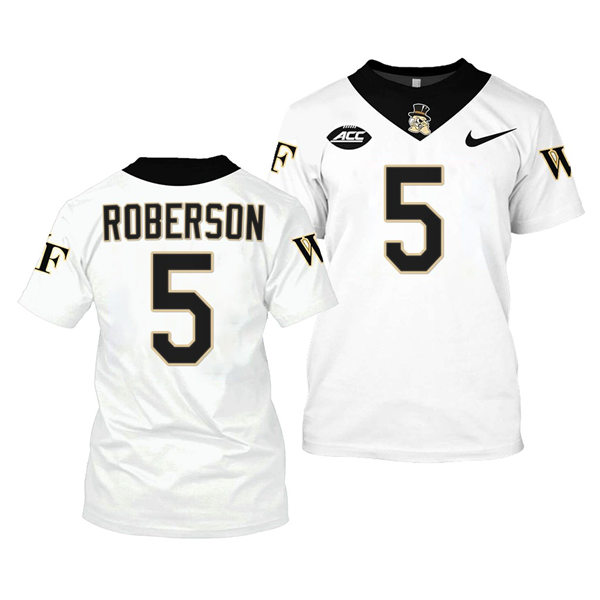 Mens Wake Forest Demon Deacons #5 Jaquarii Roberson College Football Game Jersey Nike White