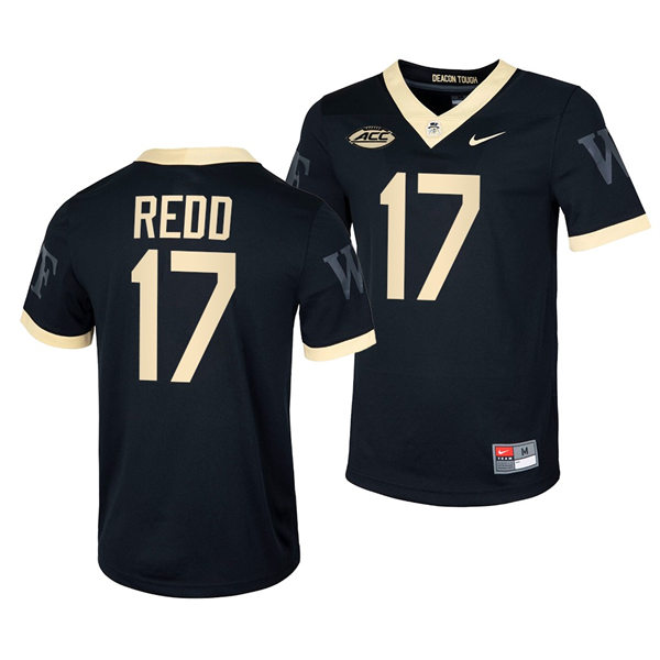 Mens Wake Forest Demon Deacons #17 Traveon Redd Nike Black College Football Game Jersey