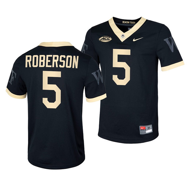 Mens Wake Forest Demon Deacons #5 Jaquarii Roberson Nike Black College Football Game Jersey