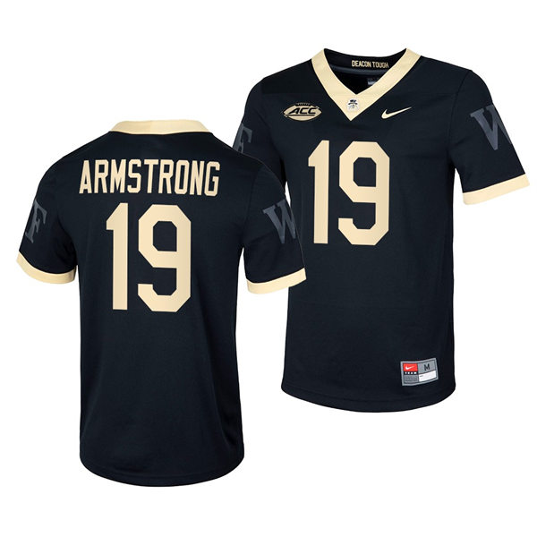 Mens Wake Forest Demon Deacons #19 Bill Armstrong Nike Black College Football Game Jersey