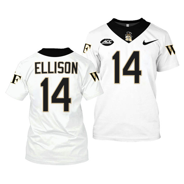 Mens Wake Forest Demon Deacons #14 Justice Ellison College Football Game Jersey Nike White