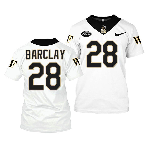 Mens Wake Forest Demon Deacons #28 Chris Barclay College Football Game Jersey Nike White