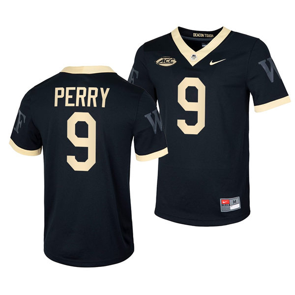 Mens Wake Forest Demon Deacons #9 A.T. Perry Nike Black College Football Game Jersey
