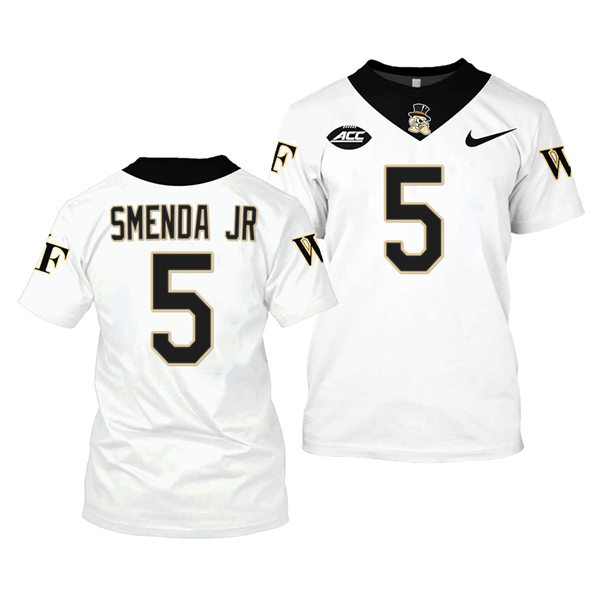 Mens Wake Forest Demon Deacons #5 Ryan Smenda Jr. College Football Game Jersey Nike White