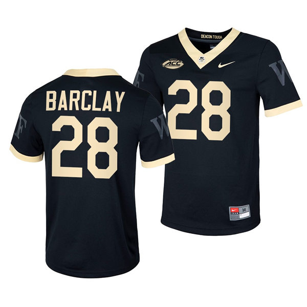 Mens Wake Forest Demon Deacons #28 Chris Barclay Nike Black College Football Game Jersey
