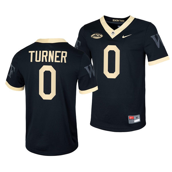 Mens Wake Forest Demon Deacons #0 Christian Turner Nike Black College Football Game Jersey