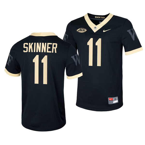 Mens Wake Forest Demon Deacons #11 Riley Skinner Nike Black College Football Game Jersey