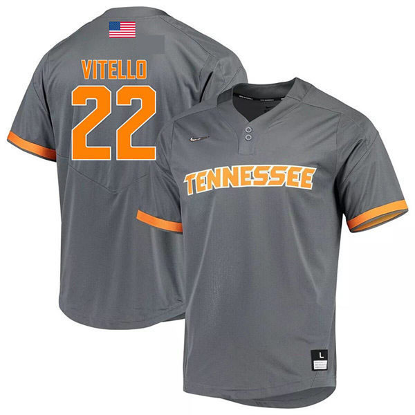 Tennessee Volunteers #22 Tony Vitello  2022 Diamond Nike Charcoal With Name two-Button Pullover Baseball  Limited Jersey 
