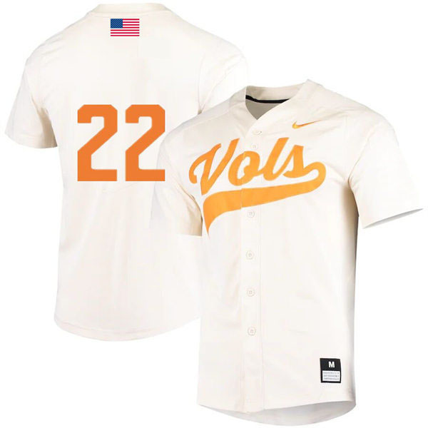Mens Youth Tennessee Volunteers #22 Tony Vitello 2022 Nike Cream Vols College Baseball Game Jersey