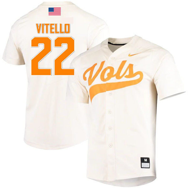 Tennessee Volunteers #22 Tony Vitello Nike Cream With Name College Baseball Limited Jersey