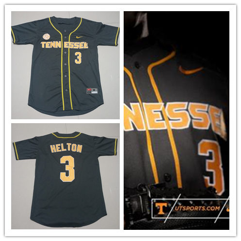  Tennessee Volunteers #3 Todd Helton Nike charcoal Full button Baseball Jersey 