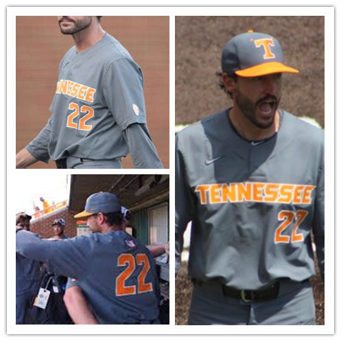 Tennessee Volunteers #22 Tony Vitello charcoal two-Button Pullover Baseball Game Jersey