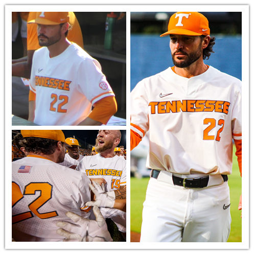 Tennessee Volunteers #22 Tony Vitello White two-Button Pullover College Baseball Jersey  