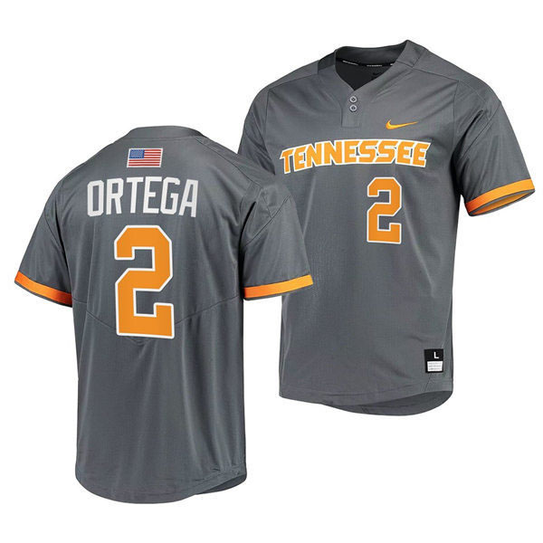 Tennessee Volunteers #2 Jorel Ortega  2022 Diamond Nike Charcoal With Name two-Button Pullover Baseball  Limited Jersey 