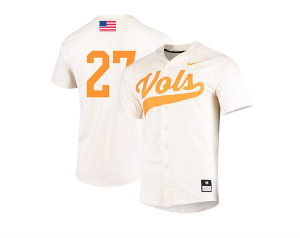 Tennessee Volunteers #27 Jordan Beck 2022 Nike Cream Vols College Baseball Game Jersey