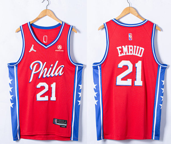 Men's Philadelphia 76ers #21 Joel Embiid 2021-22 75th Anniversary Statement Edition Swingman Jersey