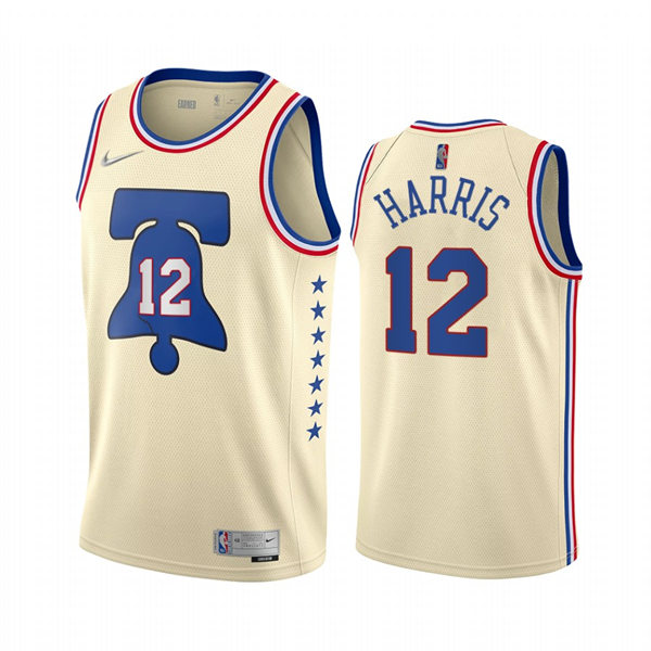Mens Philadelphia 76ers #12 Tobias Harris  Nike Cream 2021 Earned Edition Swingman Jersey