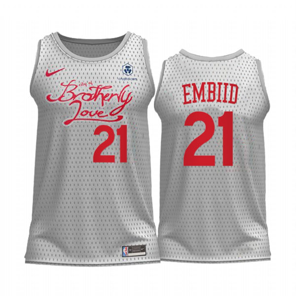 Mens Philadelphia 76ers #21 Joel Embiid Nike White 2022-23 City Edition Jersey