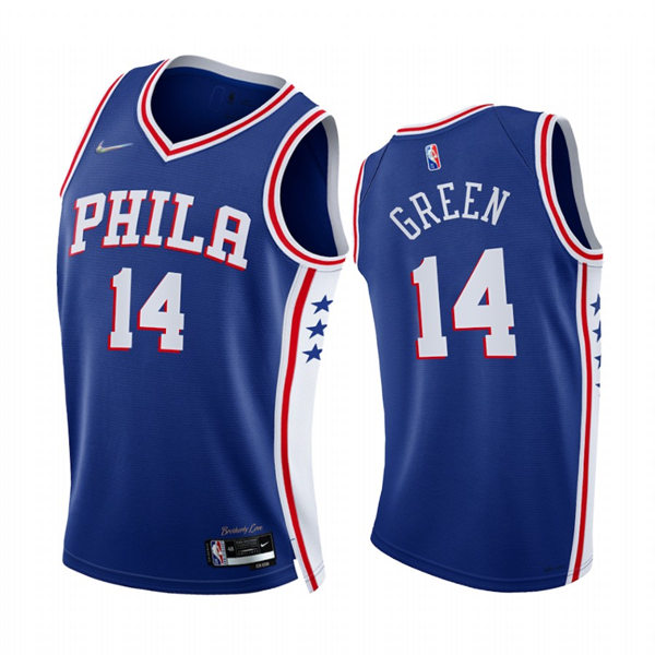 Mens Philadelphia 76ers #14 Danny Green Nike Blue Icon Edition Jersey