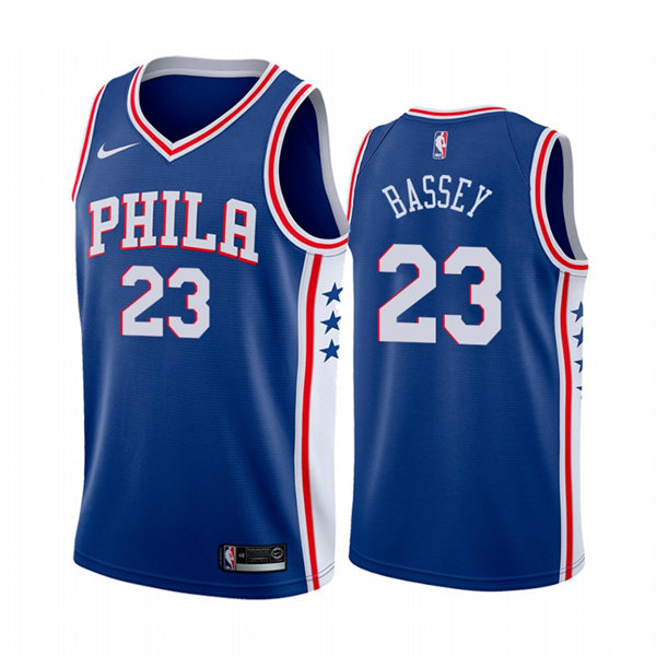 Mens Philadelphia 76ers #23 Charles Bassey Nike Blue Icon Edition Jersey