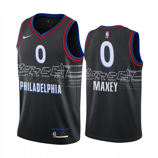 Mens Philadelphia 76ers #0 Tyrese Maxey Black Nike 2020-21 City Edition Jersey