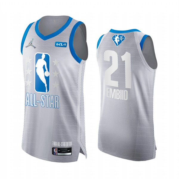 Mens Philadelphia 76ers #21 Joel Embiid Grey 2022 All-Star Jersey 