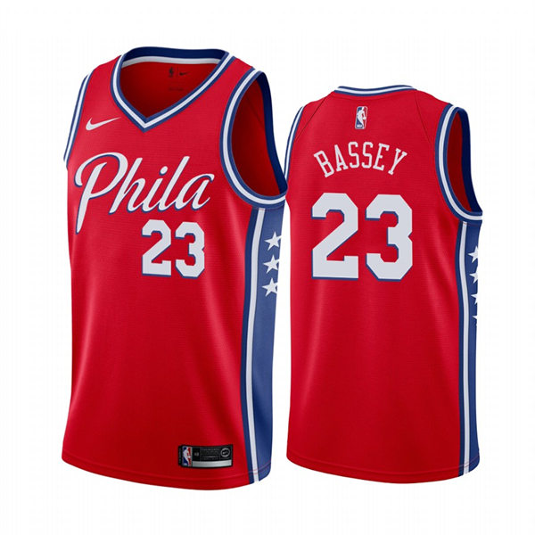 Mens Philadelphia 76ers #23 Charles Bassey Nike Red Statement Swingman Jersey