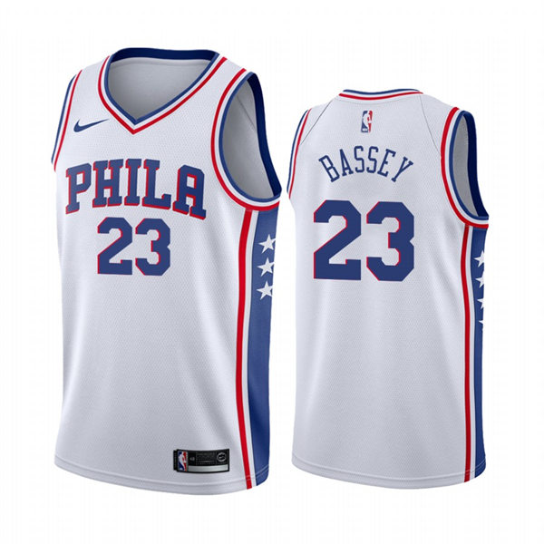 Mens Philadelphia 76ers #23 Charles Bassey Nike White Association Edition Jersey