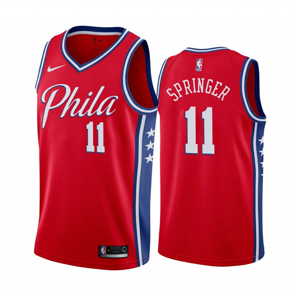 Mens Philadelphia 76ers #11 Jaden Springer Nike Red Statement Swingman Jersey