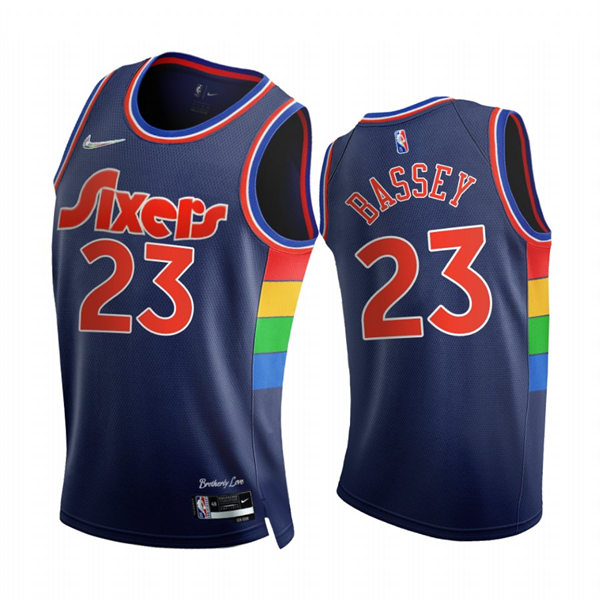 Mens Philadelphia 76ers #23 Charles Bassey Diamond Nike Navy NBA 75th 2021-22 City Edition Jersey