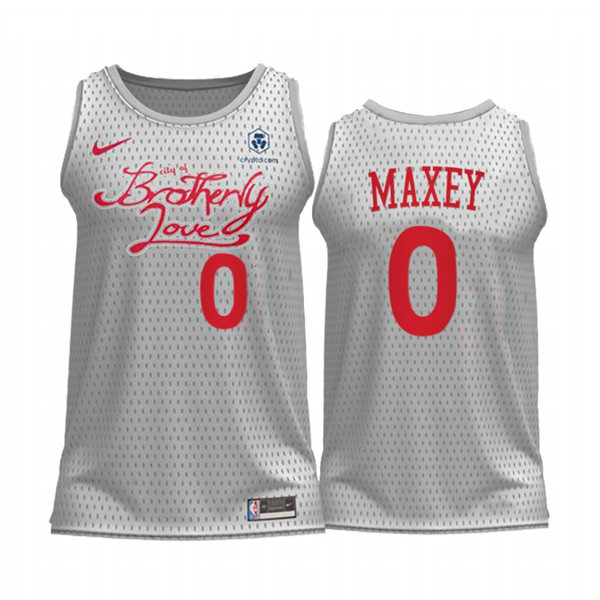 Mens Philadelphia 76ers #0 Tyrese Maxey Nike White 2022-23 City Edition Jersey