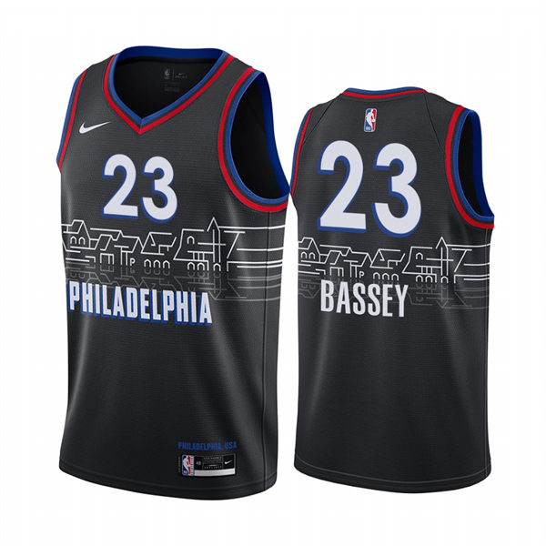 Mens Philadelphia 76ers #23 Charles Bassey Black Nike 2020-21 City Edition Jersey