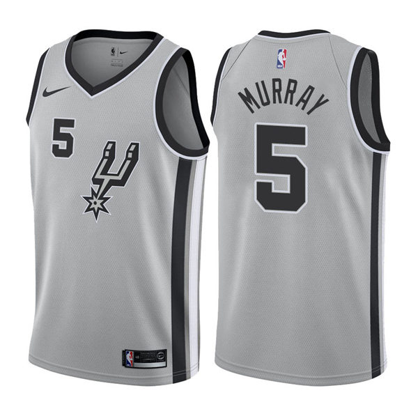 Mens San Antonio Spurs #5 Dejounte Murray Nike Silver Statement Jersey