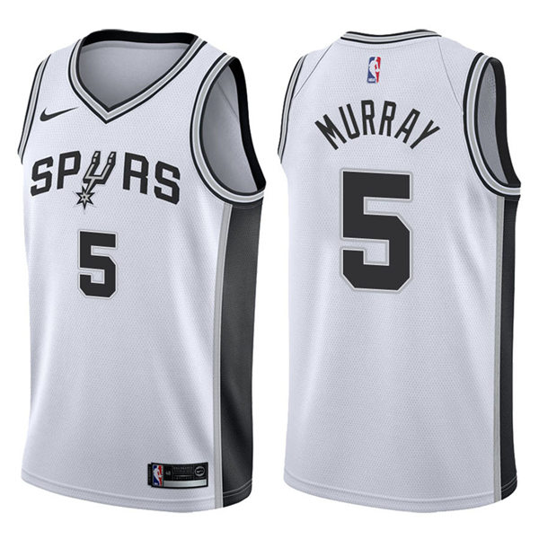 Mens San Antonio Spurs #5 Dejounte Murray Nike White Association  Jersey