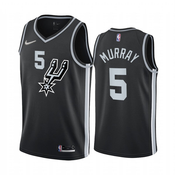 Mens San Antonio Spurs #5 Dejounte Murray Black 2020-21 Earned Edition Jersey