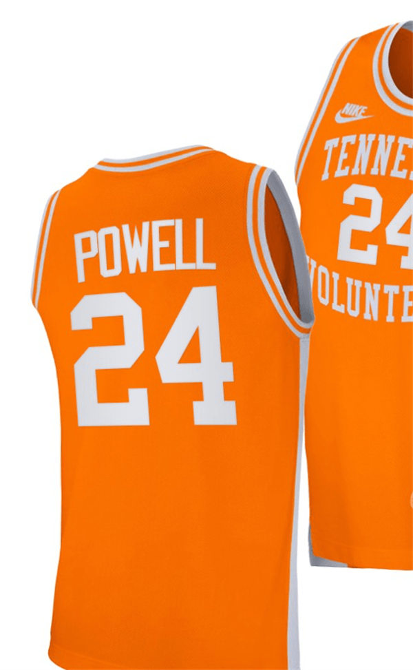 Mens Youth Tennessee Volunteers #24 Justin Powell 2021-22 Orange Retro College Basketball Game Jersey