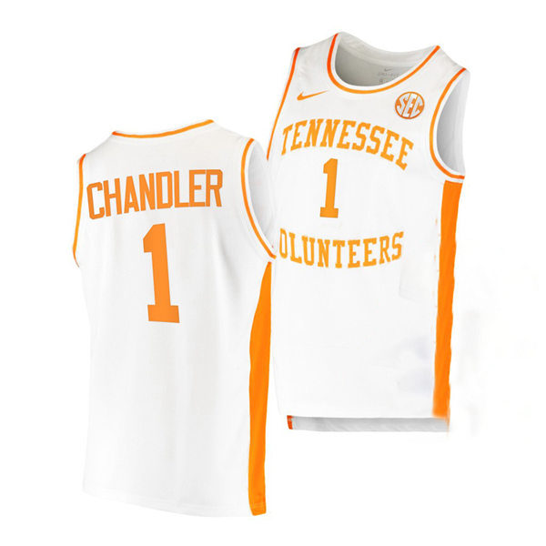 Mens Youth Tennessee Volunteers #1 Kennedy Chandler 2021-22 White Retro College Basketball Game Jersey