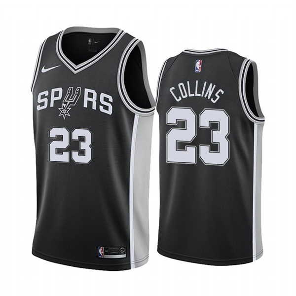 Mens San Antonio Spurs #23 Zach Collins Nike Black Icon Swingman Jersey