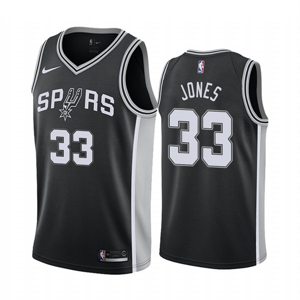 Mens San Antonio Spurs #33 Tre Jones Nike Black Icon Swingman Jersey