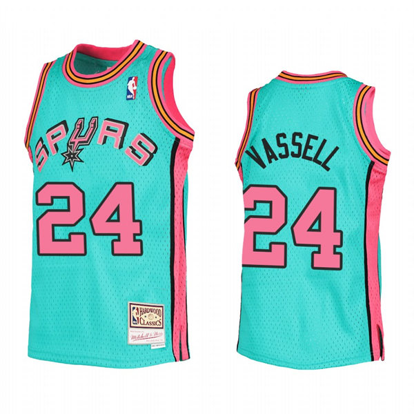 Mens San Antonio Spurs #24 Devin Vassell Teal Mitchell & Ness Hardwood Classics Reload Jersey