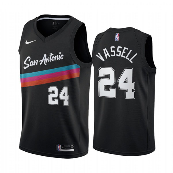 Mens San Antonio Spurs #24 Devin Vassell Black 2020-21 City Edition Jersey