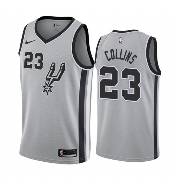 Mens San Antonio Spurs #23 Zach Collins Nike Silver Statement Edition Swingman Jersey