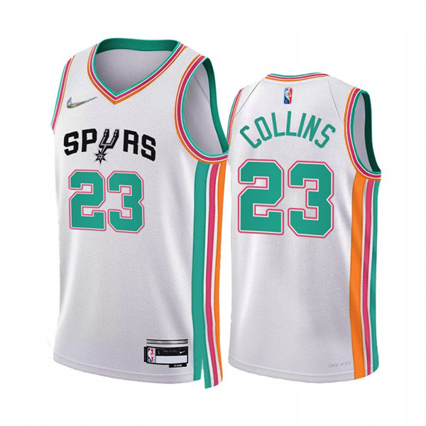 Mens San Antonio Spurs #23 Zach Collins White 2021-22 75th Anniversary City Edition Jersey