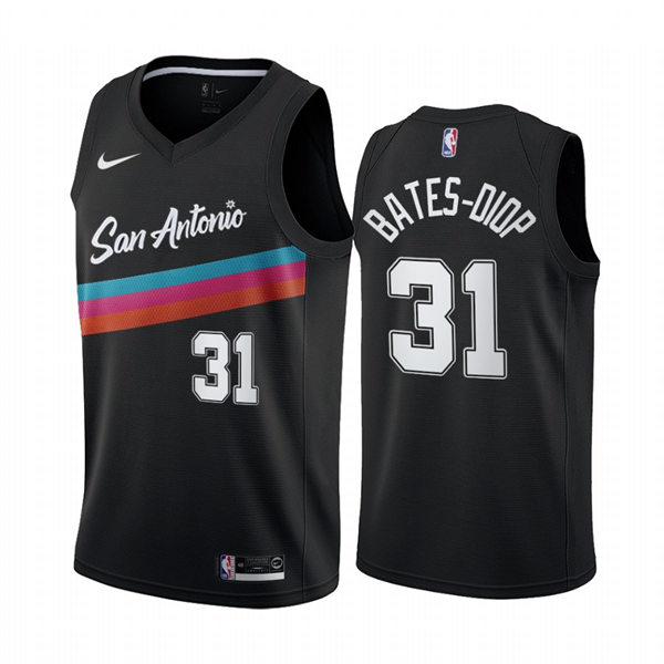 Mens San Antonio Spurs #31 Keita Bates-Diop 2020-21 Black NBA City Edition Jersey