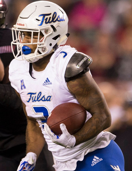 Mens Tulsa Golden Hurricane #3 Shamari Brooks Adidas White College Football Game Jersey