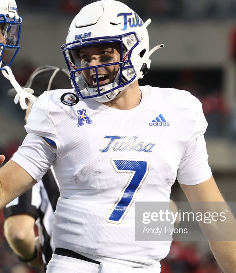 Mens Tulsa Golden Hurricane #7 Davis Brin Adidas White College Football Game Jersey