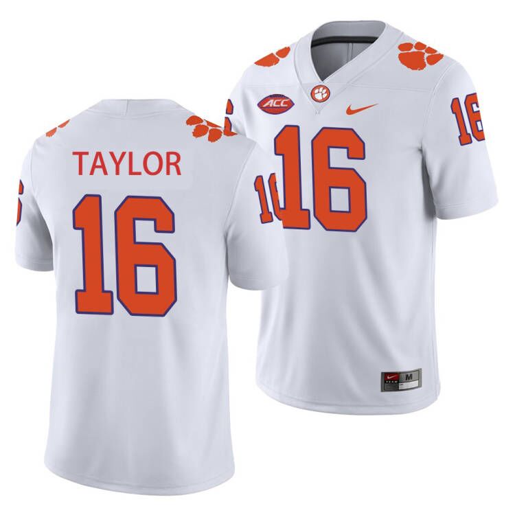 Mens Clemson Tigers #16 Will Taylor Nike White College Football Game Jersey